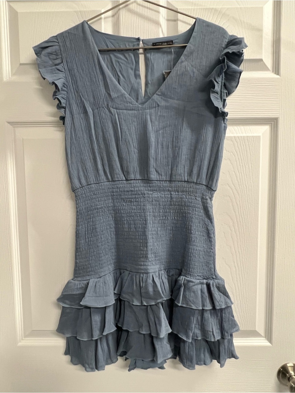 A Love Like You Blue Ruched Dress - Size Large - NWT